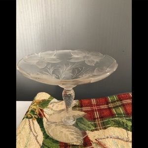 Floral glass candy dish